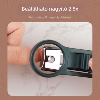 Yuhua nagyítóval ellátott körömvágó, univerzális használat, műanyag + rozsdamentes acél, fröccsenés elleni védelem, többfunkciós