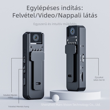 A8 HD infravörös éjjellátó kamera a rendfenntartás számára, klipszhez rögzíthető, konferencia felvétel, 1 MP, TF-kártya tárhely, 6 órás üzemidő, ABS ház