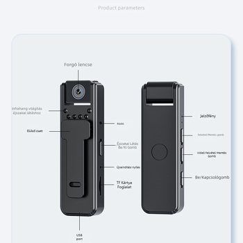 A8 HD infravörös éjjellátó kamera a rendfenntartás számára, klipszhez rögzíthető, konferencia felvétel, 1 MP, TF-kártya tárhely, 6 órás üzemidő, ABS ház