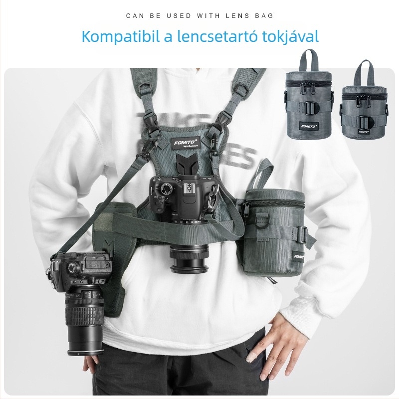 FOMITO MQ-MSP01 Kétpántos DSLR kamera pánt – Nylon/Pamut, maximális terhelés 4 kg, kompatibil minden SLR kamerával