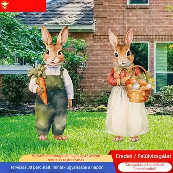 Kültéri húsvéti jelzőtábla: nyúl és tojások, retro kertdekor, Ocean márka