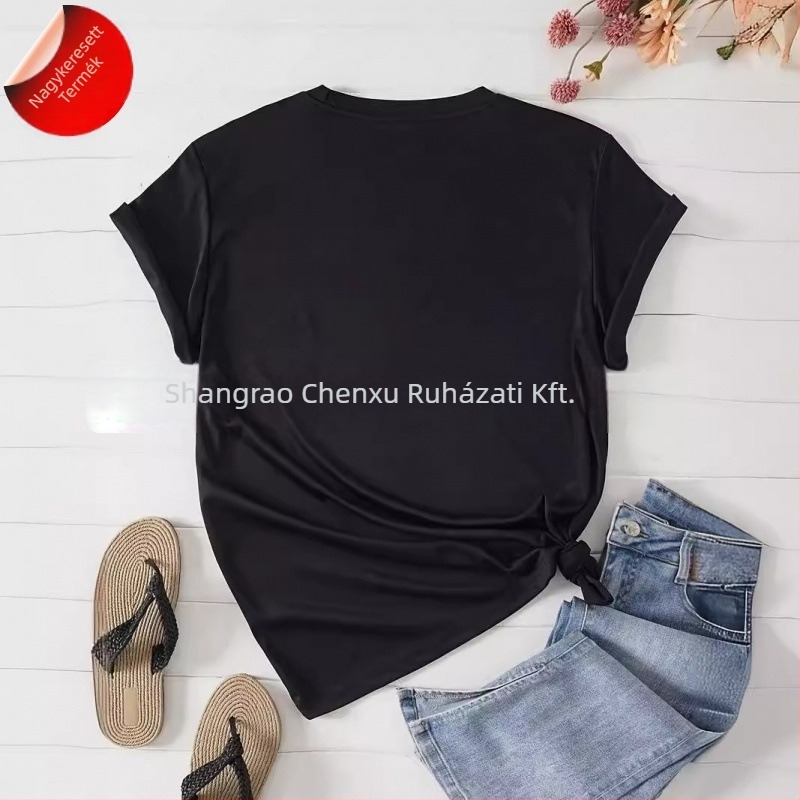 Rövid ujjú poliészter póló kerek nyakkal, 95%+ poliészter tartalom, Friss stílus, Tavasz 2024