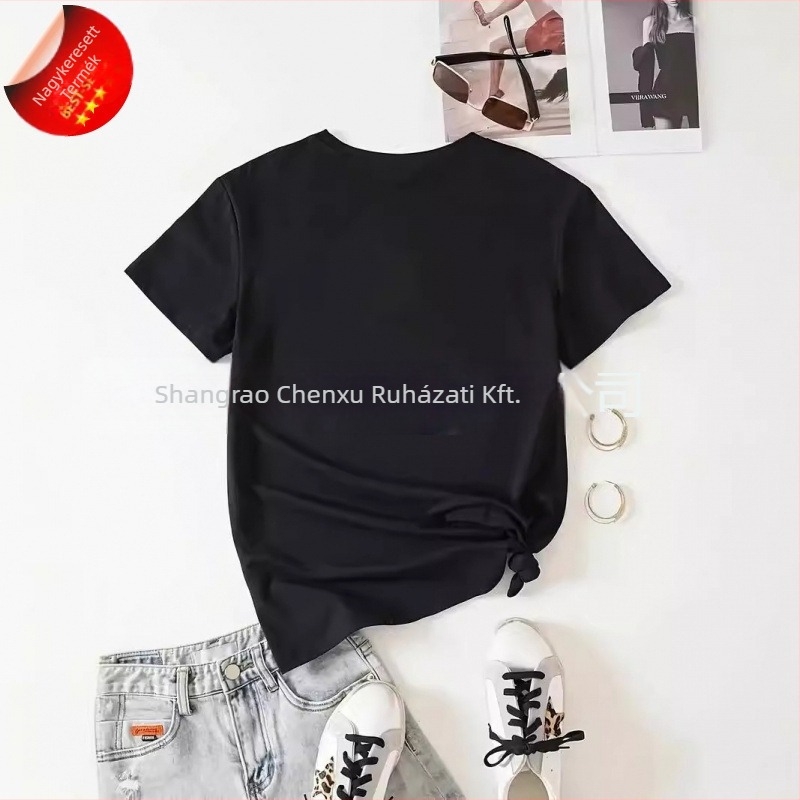 Rövid ujjú poliészter póló kerek nyakkal, 95%+ poliészter tartalom, Friss stílus, Tavasz 2024