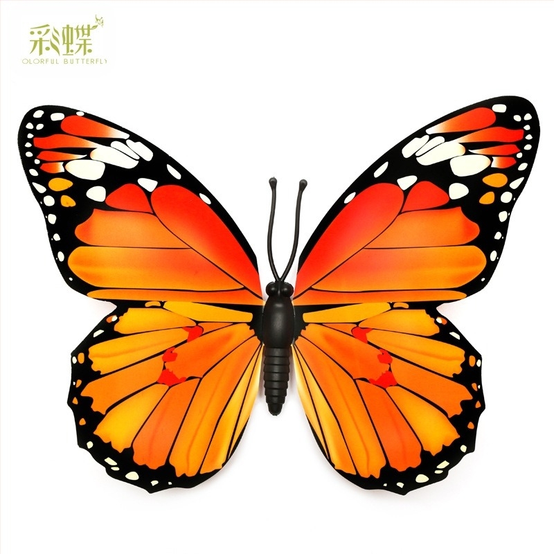 PVC-ből készült 3D pillangó dekoráció, pastoriális stílus, pillangó forma, dekoráció a nappaliba, kültérre, erkélyre és kereskedelmi helyiségekbe