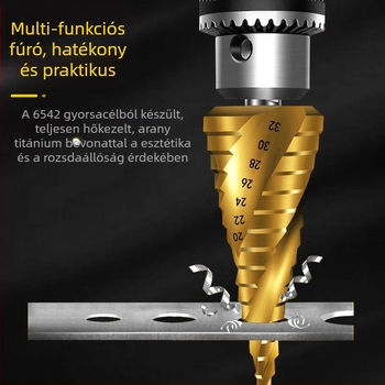 Persia lépcsős furó, pagoda alak, nagy szilárdságú rozsdamentes acél, univerzális fúrás, multifunkcionális