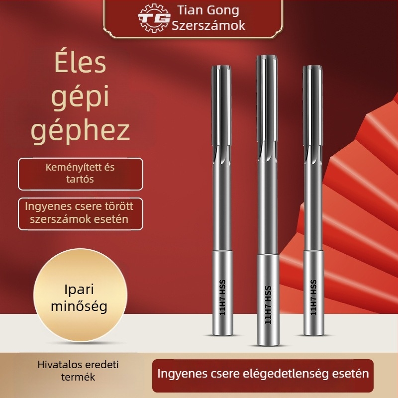 Tiangong reamer egyenes nyéllel, H7 tolerancia, burr-eltávolítás, gyorsacél, ötvözött acél, sík aljú kialakítás