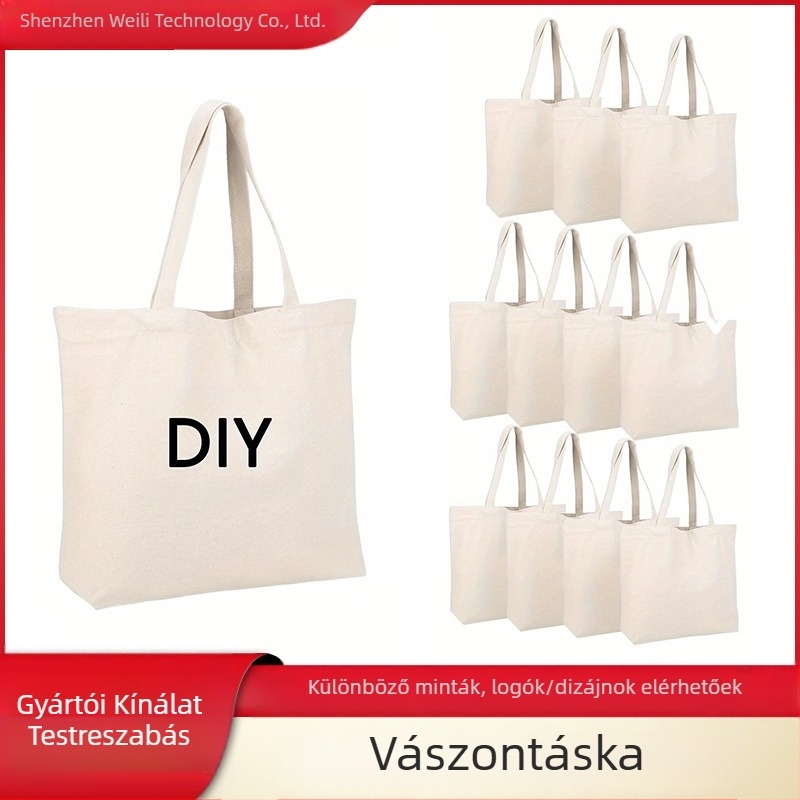 Pamut vászontáska típusú tote nyomtatás hőátvitellel, vászon bevásárlótáska diákoknak, vállon vagy kézben vihető