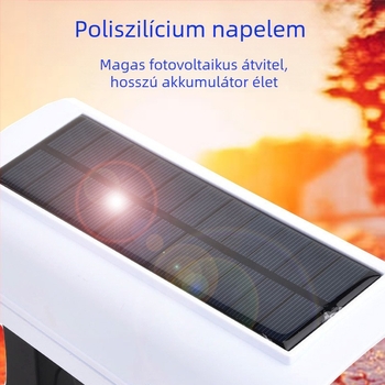 Napelemes LED falikar mozgásérzékelővel és hamis megfigyelő kamerával, kültéri használatra, IP65, 5W.