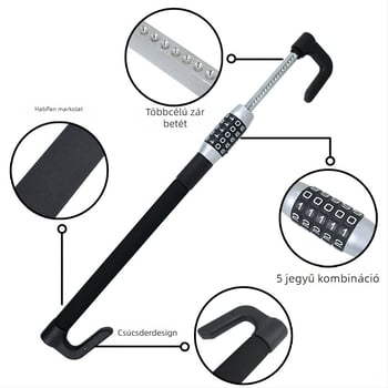 Autó pedálzár, univerzális, a kuplunghoz, a gáz- és a fékpedálhoz, fém, rézhengerrel, modell XC-F034