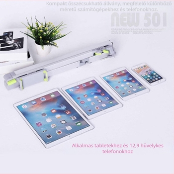 Ágy melletti padlón álló tartó tabletához és telefonhoz, forgó és teleszkópos