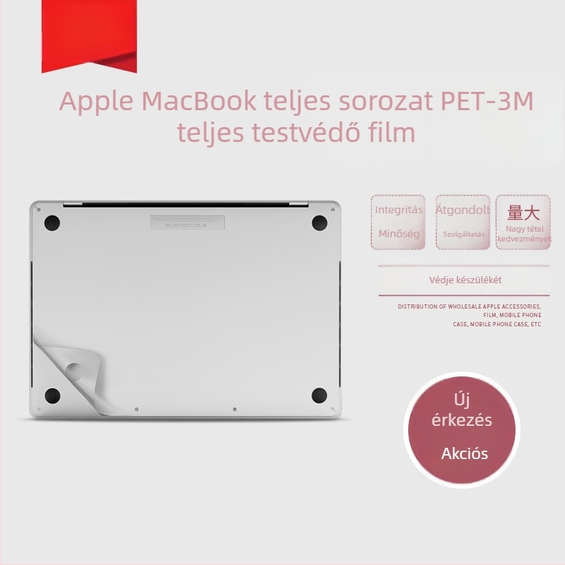 JCPAL PET teljes testvédő fólia MacBook Air/Pro számára — HD, ujjlenyomat-mentes