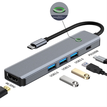 Type-C dokkoló állomás USB-hubbal, Modell 2319, 5.0Gbps, Külső tápellátás nélkül