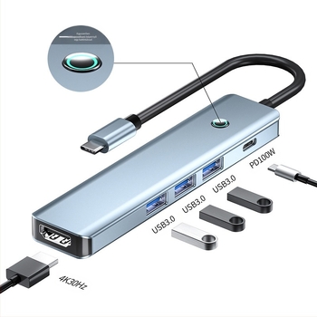 Type-C dokkoló állomás USB-hubbal, Modell 2319, 5.0Gbps, Külső tápellátás nélkül