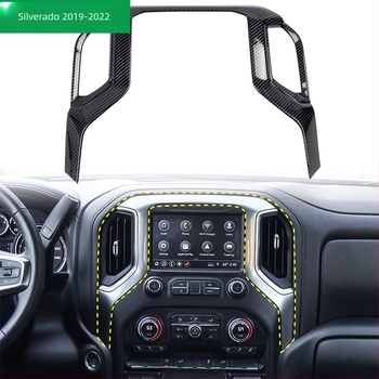 Chevrolet Silverado 2019-2022 navigációs keret belső modifikáció – ABS műanyag, Ornament Wing márka, modell 1, testreszabás elérhető, logó nincs nyomtatva