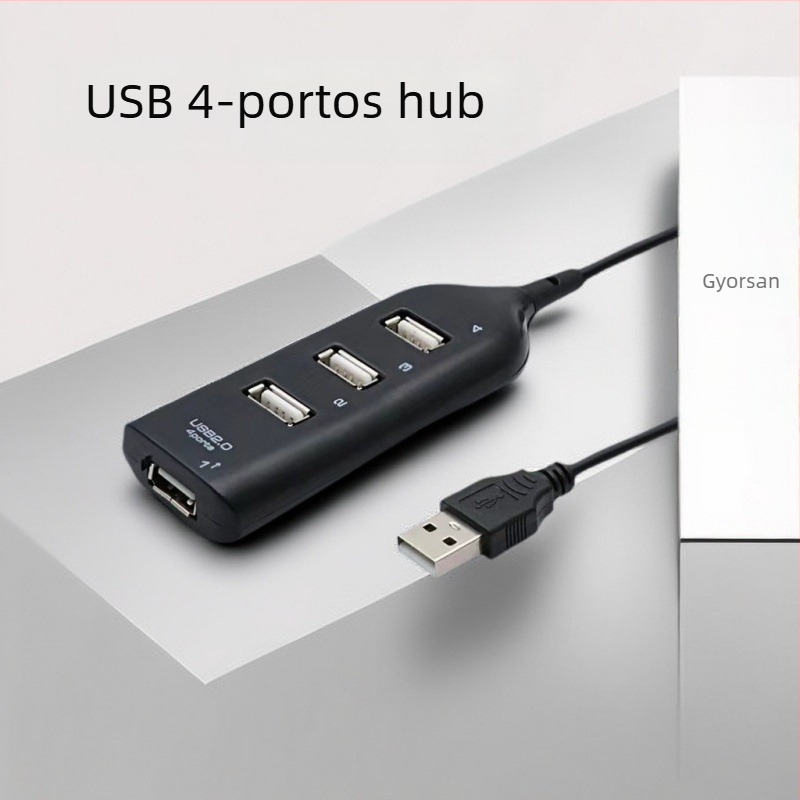 USB 2.0 hub 4 porttal, 1–4 elosztó, USB-ről táplált, külső tápellátás nélkül