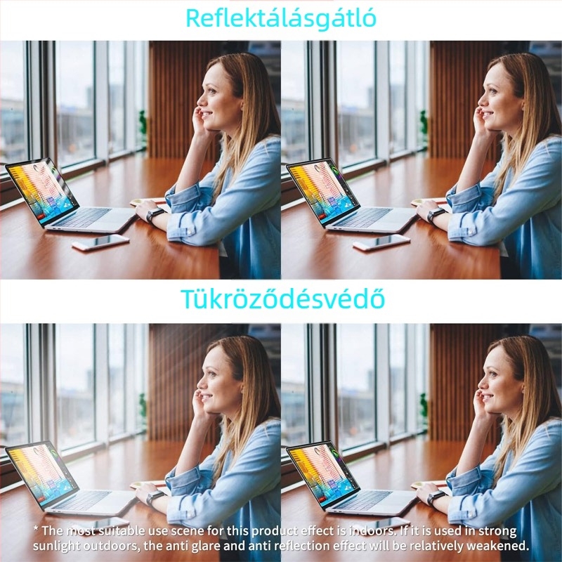 Kijelzővédő fólia notebookok és asztali számítógépekhez | PET anyag, kékfény-szűrő, anti-glare, anti-reflektív, felületkezelés