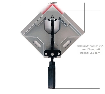 Egykezes alumíniumötvözetű 90°-os sarokklipsz faipari és DIY keretekhez, akváriumokhoz és bútorokhoz