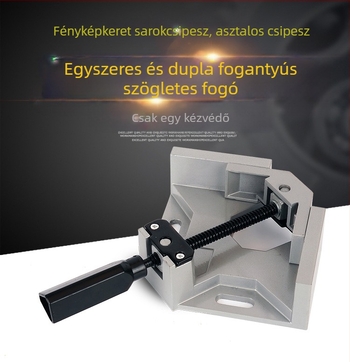 Egykezes alumíniumötvözetű 90°-os sarokklipsz faipari és DIY keretekhez, akváriumokhoz és bútorokhoz