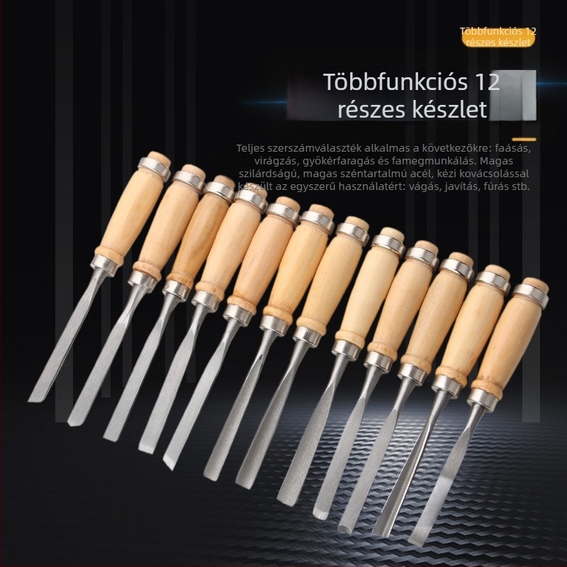 Fafaragó eszközök készlet – 12 darab, vésők és vágókések, kézzel készített gyökérfaragás, famegmunkáló szerszámkészlet