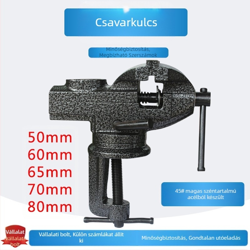 Mini nehéz asztali présszerszám lapos állkapcsokkal és 360°-os elforgatással (Lake Sai; 45# acél; Tömeg 1.5)