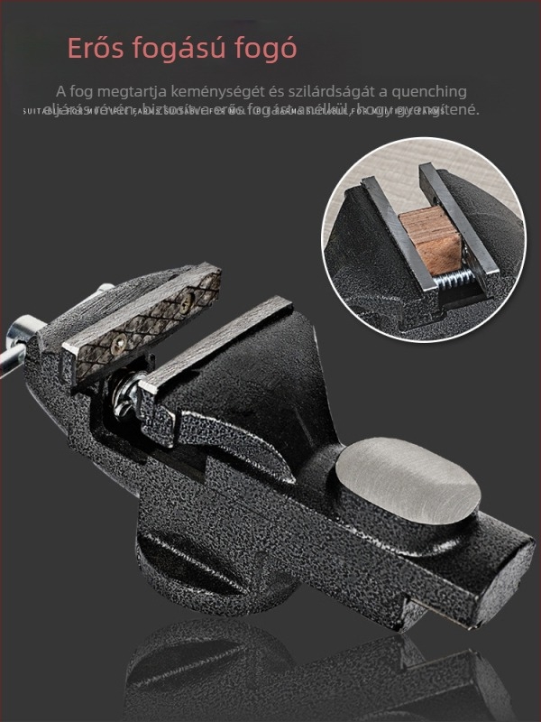 Asztali vise – 360° forgás, öntött acél, sík állú harapófogó, többfunkciós háztartási rögzítő