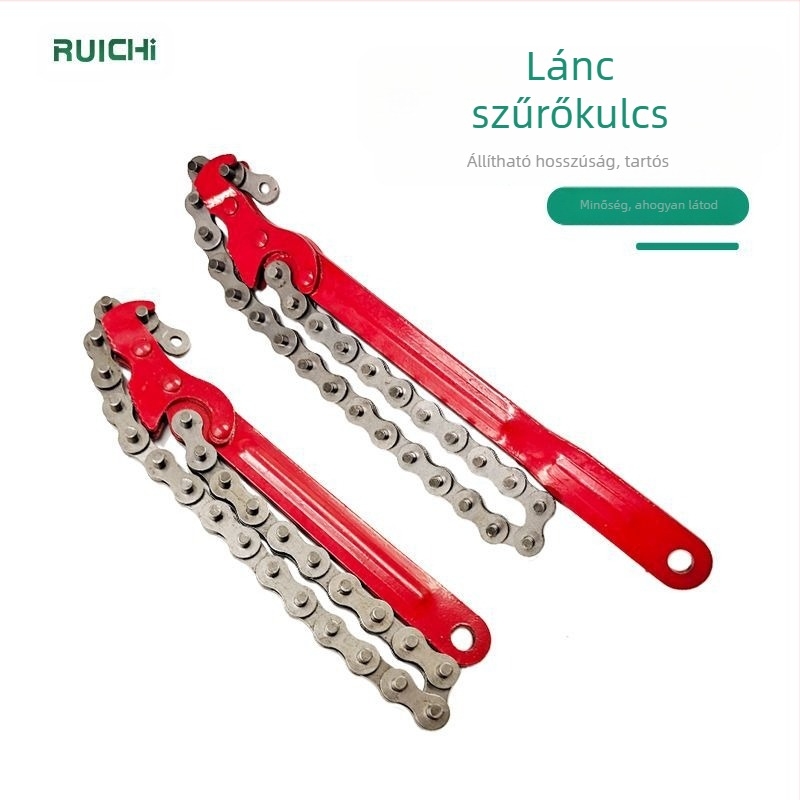 Állítható láncos olajszűrő kulcs – kettős funkciójú, eszközacél kivitelben