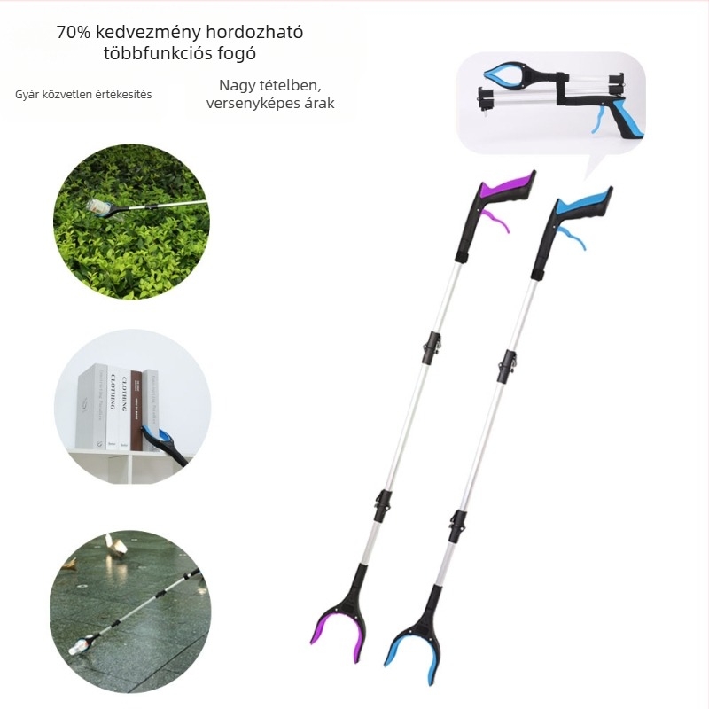 Összecsukható kettős csipesz hulladékhoz — többfunkciós tisztítóeszköz, alumíniumötvözet, testreszabható feldolgozás, csomagolás 60 db, bruttó tömeg 0,3 kg