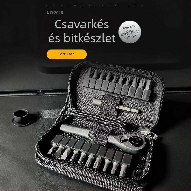 22 az 1-ben racsnis csavarhúzó készlet mágneses CR-V acélból, 260 g