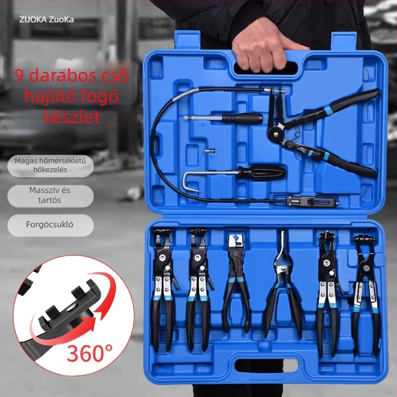 9 darabos autó vízcső szorítófogó készlet, króm-vanádium acélból