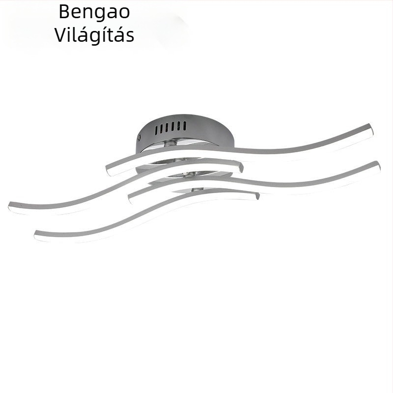 LED négyhullámú mennyezeti lámpa nappaliba és a hálószobába, modern minimalista dizájn, alumínium test, 85–265V, CRI ≥90, megvilágítási terület 10–15㎡