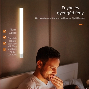 LED okos szenzoros éjjeli lámpa, beltéri használatra (hálószoba, gardrób), hangulatfényes fénycsík, modell RY-200