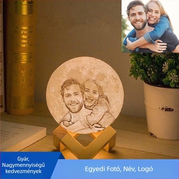 3D nyomtatott bolygó alakú éjjeli lámpa, PLA testtel, beépített akkumulátor, érintéses kapcsoló