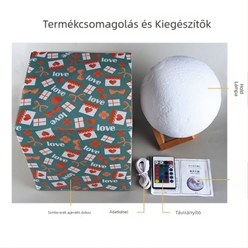 3D nyomtatott bolygó alakú éjjeli lámpa, PLA testtel, beépített akkumulátor, érintéses kapcsoló