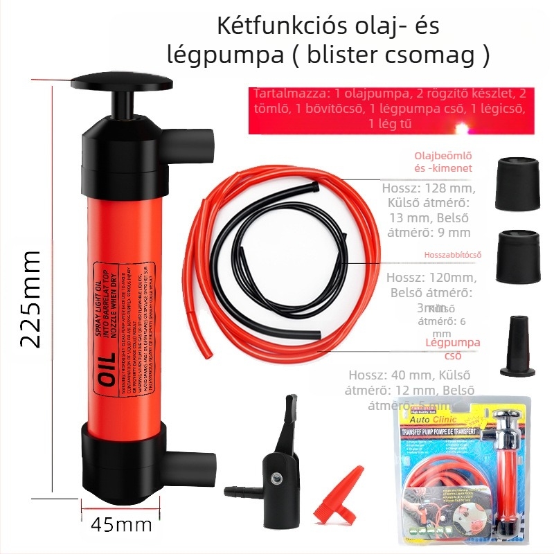 Wenze – Második generációs kézi olajszívó pumpa autókhoz, olajcseréhez, multifunkcionális, blister csomagolásban
