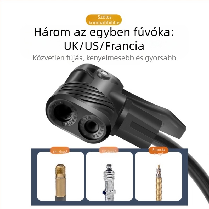 Lábpedálos légpumpa autókhoz, kerékpárokhoz, motorkerékpárokhoz és elektromos járművekhez — nagy nyomású, egyhengeres, 25 L/min, manométerrel