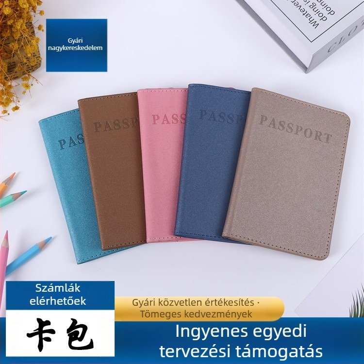 PU bőr útlevél-tok, modell 05, városi egyszerű stílus, uniszex, logóval testre szabható