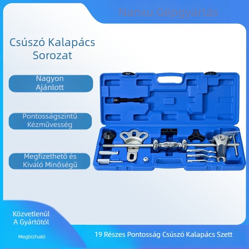 19 darabos belső csapágy húzó- és szétszerelő készlet csúszó kalapáccsal - ötvözött acél mechanikai, autó- és házi javításokhoz