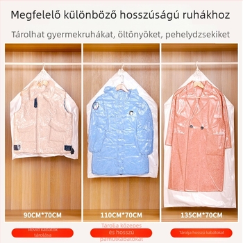 Függő vákuum tárolózsák otthoni használatra – tollkabátok és ruhák számára, PA+PE, modell SNGG001, pumpa nélkül