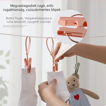A2717 szárítóklipsz zoknikhoz és ruhákhoz – műanyag, szélálló, hordozható, 200 darabos csomag