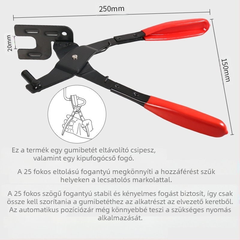 Gumírozott fejű, többfunkciós kipufogócső-szerelő eszköz; 45# acél; tömeg 0.34 kg