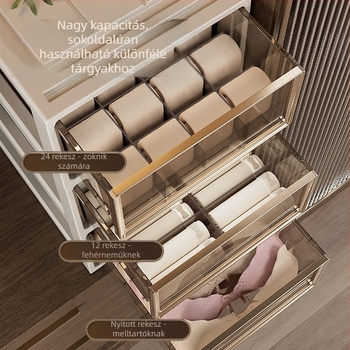 Fiókos fehérneműtartó doboz – 3 az 1-ben szervező melltartók, fehérneműk és zoknik számára; PP műanyag, porálló; tömeg 0,95–3,01 kg; márka Flying Cat.