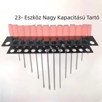 Fali rácsos eszköztároló, szénacél, modern minimalist stílus, 1 réteg, csavarhúzó tárolás