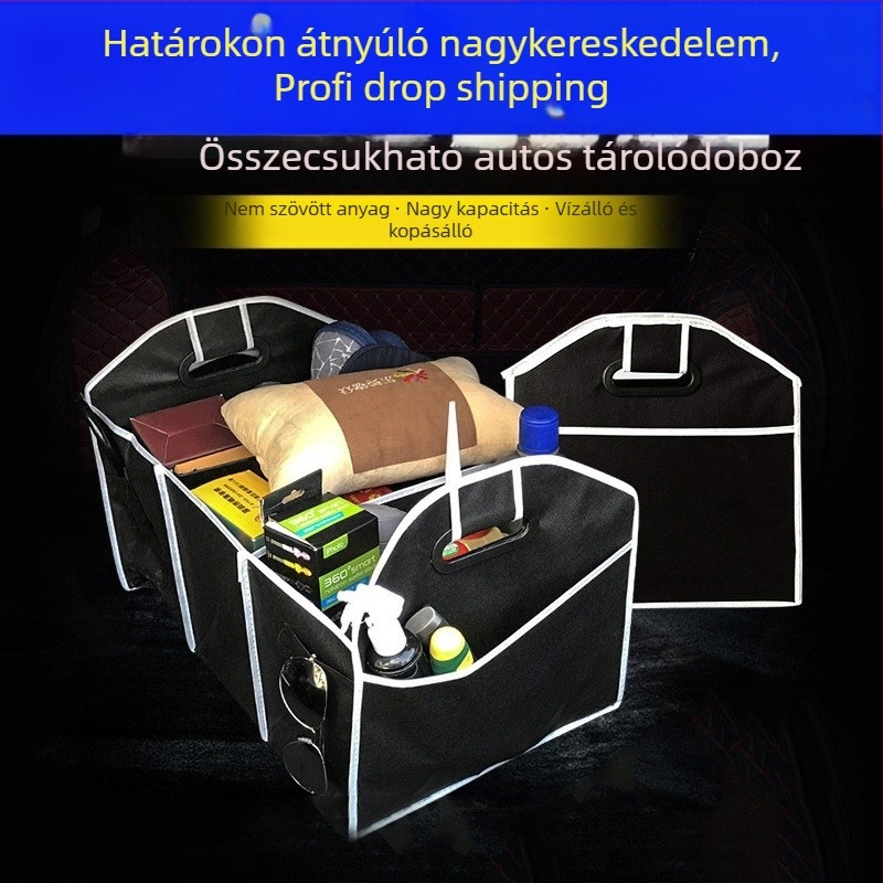 Összecsukható csomagtartó tároló doboz nem szőtt anyagból, fogantyúval – tárolásra