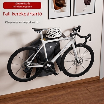 Falra szerelhető kerékpár tároló – beltéri parkolási megoldás, modell 2001-1; anyag: szénacél és bambusz; tömeg 3 kg; alkalmas kerékpárokhoz, mountain bikeokra és snowboardokra