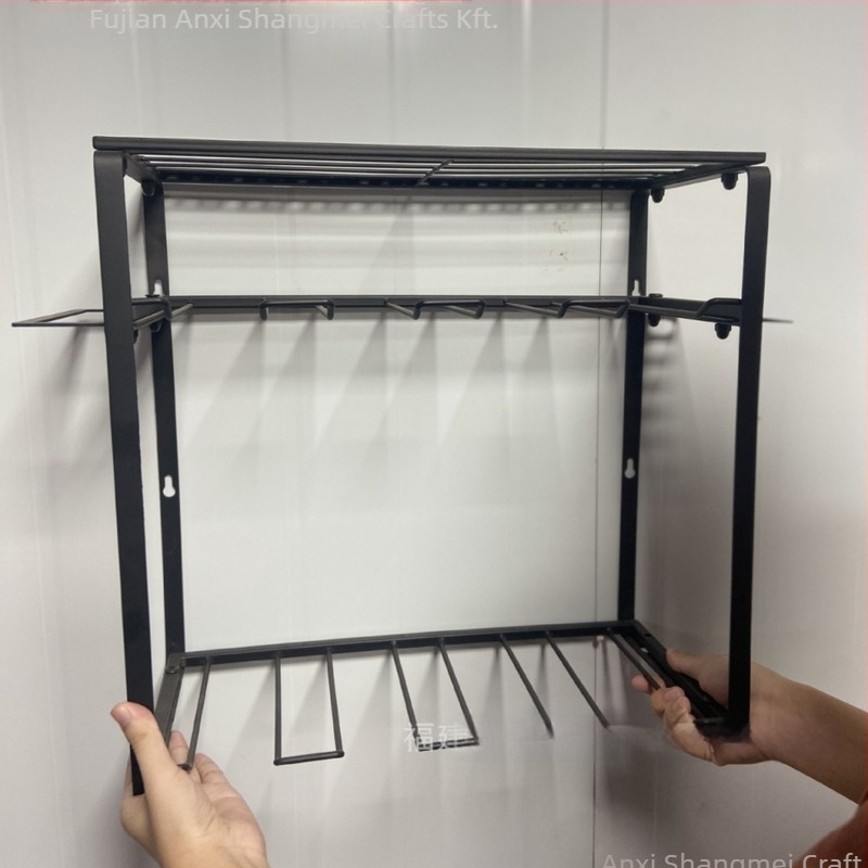 Falra szerelhető elektromos szerszám tároló polc, szénacélból, 3 rétegű, sokoldalú