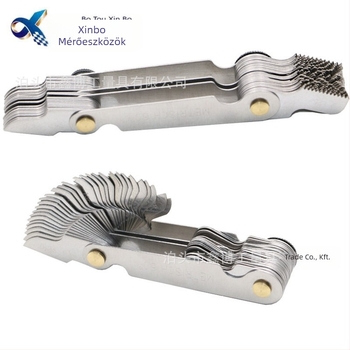 Jinggong menetkalibrátor, 58 darabos készlet, 60° menet, brit és amerikai szabvány, tartomány 0,25–6, rozsdamentes acél