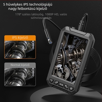 Kézben tartható ipari endoszkóp kijelzővel klímavezetékek vizsgálatára — 8 mm zondeátmérő, 1000 mm munkahossz, 178° látómező, LED világítás, 200w felbontás