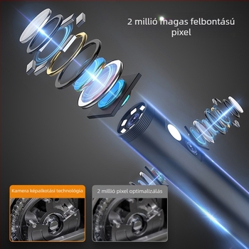 Kézben tartható ipari endoszkóp kijelzővel klímavezetékek vizsgálatára — 8 mm zondeátmérő, 1000 mm munkahossz, 178° látómező, LED világítás, 200w felbontás