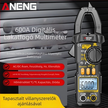Magas pontosságú digitális klipszmérő AC/DC nagy áramhoz, villanyszerelőknek, többfunkciós digitális karbantartó műszer