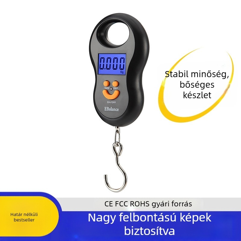 Háztartási hordozható digitális mérleg DH-C023, 50 kg/10 g, elektronikus mérés, tápegység: 2×AAA, multifunkcionális